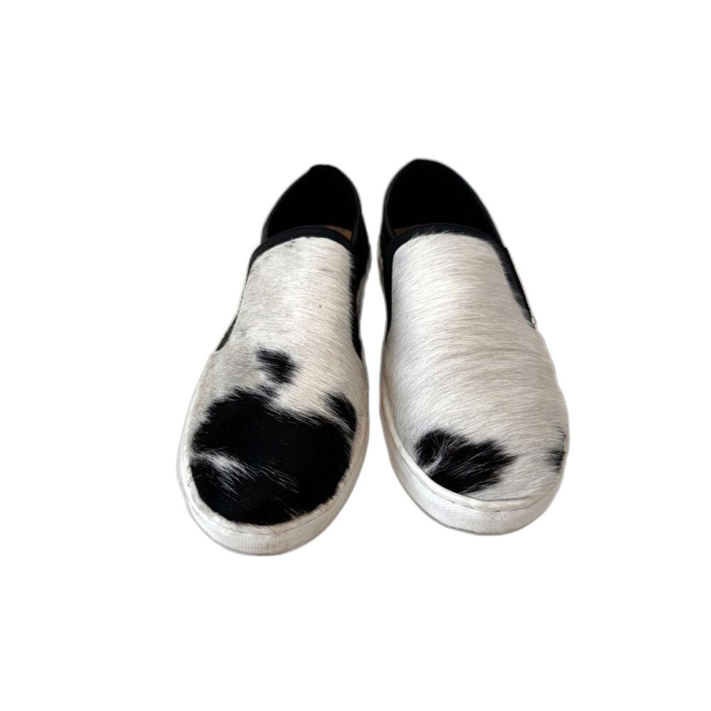 Myra Cowhide Black White Slip On Sneakers Size 7